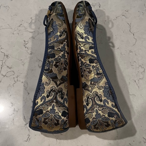 EARTH ALINA METALLIC PRI WOMENS BLUE CANVAS SLIP ON BALLET FLATS SHOES Size 8 - Picture 5 of 12